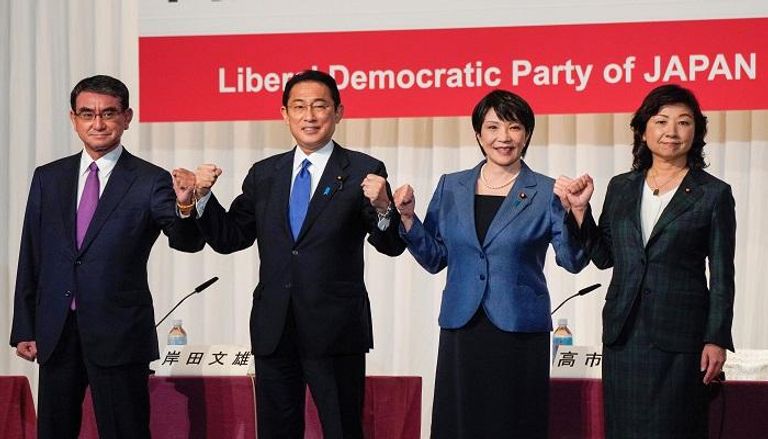  المرشحون الأربعة في مقر الحزب بطوكيو اليوم