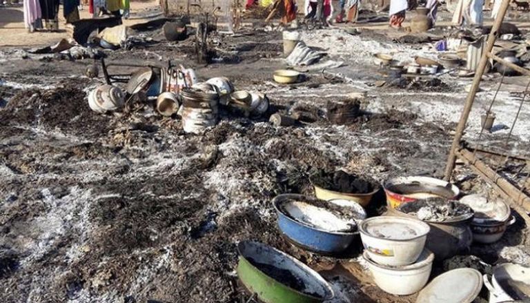 آثار هجوم سابق لبوكو حرام على إحدى القرى في أفريقيا