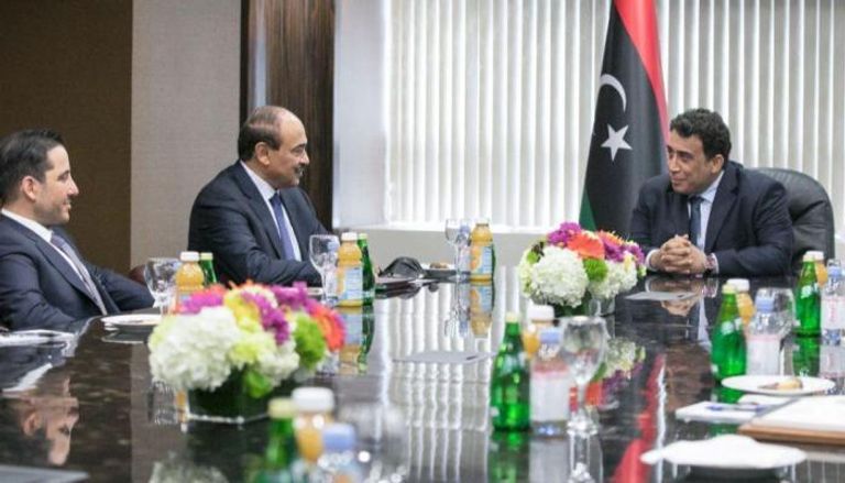 جانب من لقاء رئيس المجلس الرئاسي الليبي ورئيس الوزراء الكويتي 