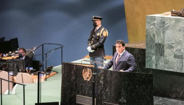 محمد المنفي أمام الجمعية العامة للأمم المتحدة (الرئاسي الليبي)