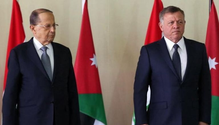 العاهل الأردني والرئيس اللبناني في لقاء سابق