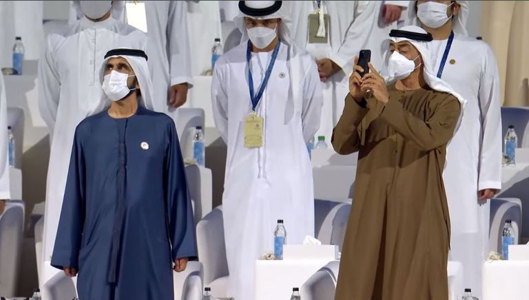 الشيخ محمد بن راشد آل مكتوم والشيخ محمد بن زايد آل نهيان في افتتاح إكسبو دبي الشيخ محمد بن راشد آل مكتوم والشيخ محمد بن زايد آل نهيان في افتتاح إكسبو دبي