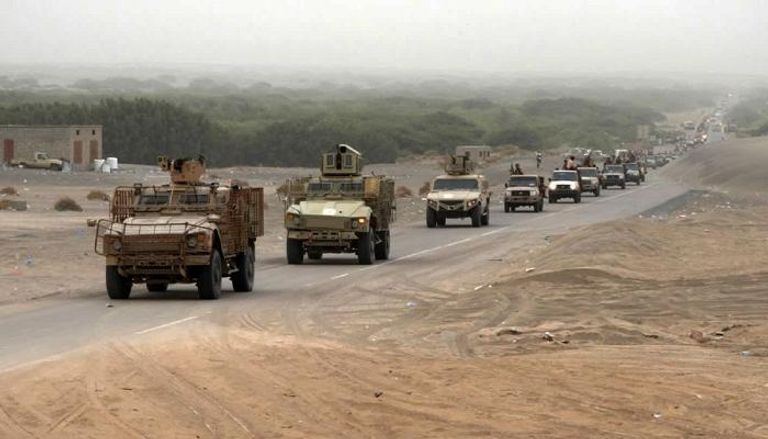آليات عسكرية للتحالف العربي في شبوة اليمنية