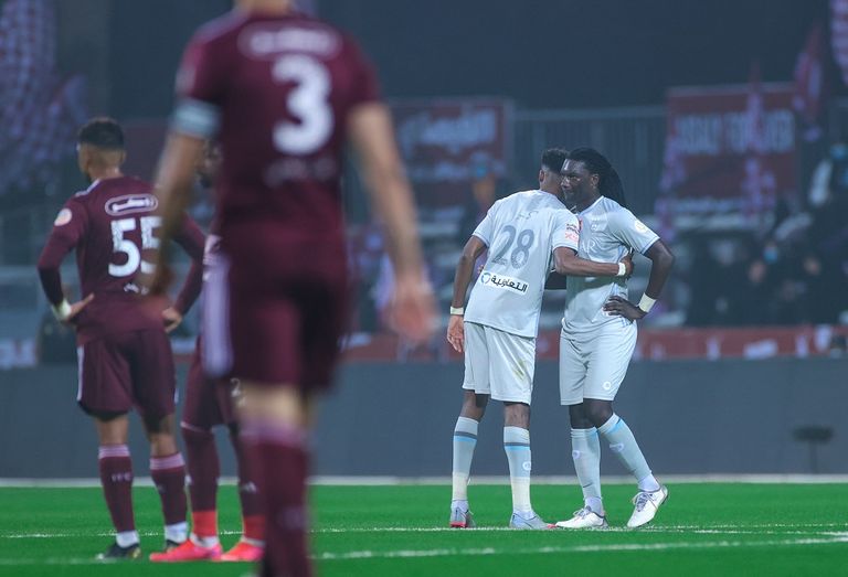 من مباراة الهلال والفيصلي في الدوري السعودي