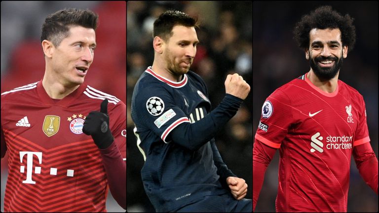 محمد صلاح وليونيل ميسي وروبرت ليفاندوفسكي جائزة الأفضل