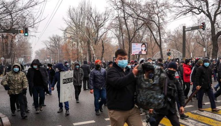 جانب من الاحتجاجات التي تشهدها كازاخستان