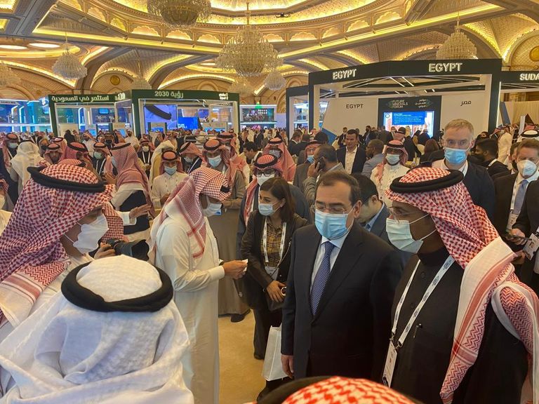 الوزيران المصري والسعودي خلال المباحثات الثنائية وزيارة المعرض