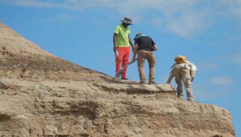 باحثون في موقع اكتشاف الأحفورية بإثيبويا- (رويترز)