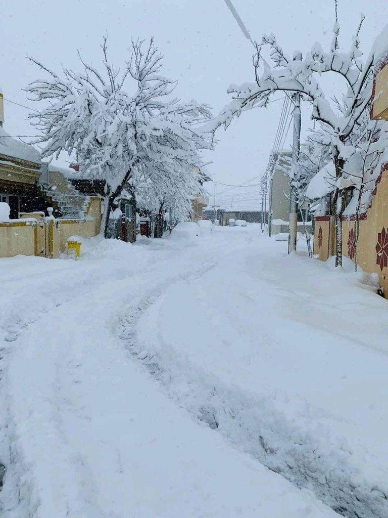 ثلوج كثيفة عند إحدى مناطق السليمانية في كردستان العراق