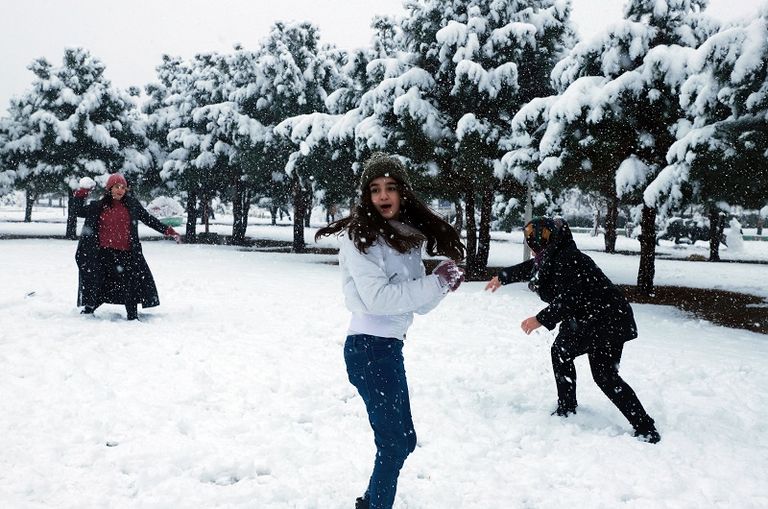 الثلوج تغطي الطرق في محافظة السليمانية