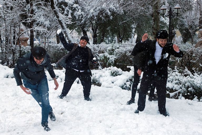 الثلوج تغطي الطرق في محافظة السليمانية