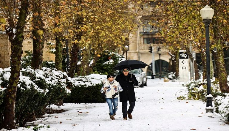 عاصفة ثلجية في الأردن