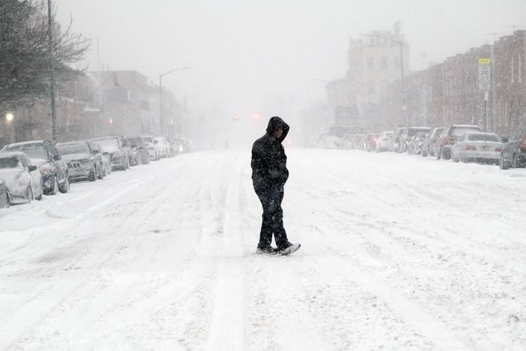 آثار العاصفة في نيويورك