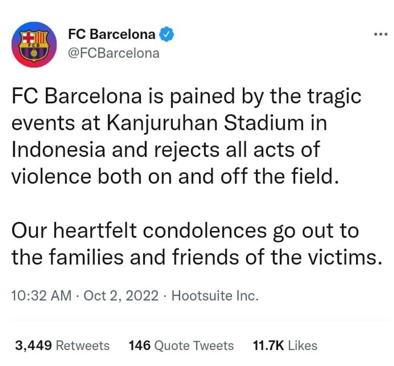 رسالة برشلونة مأساة الدوري الإندونيسي