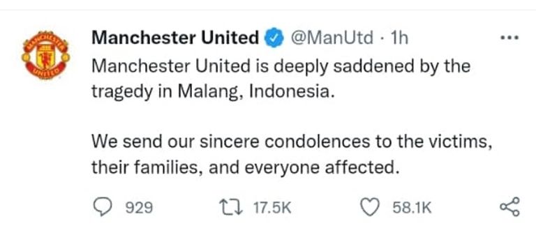 رسالة مانشستر يونايتد مأساة الدوري الإندونيسي