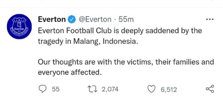 بيان إيفرتون مأساة الدوري الإندونيسي