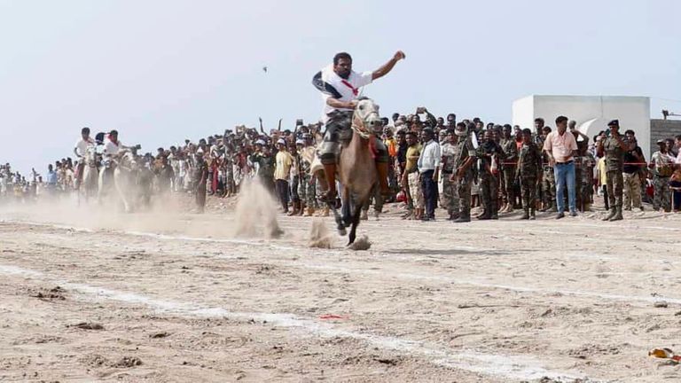 لعبة القفز على الجمال في اليمن
