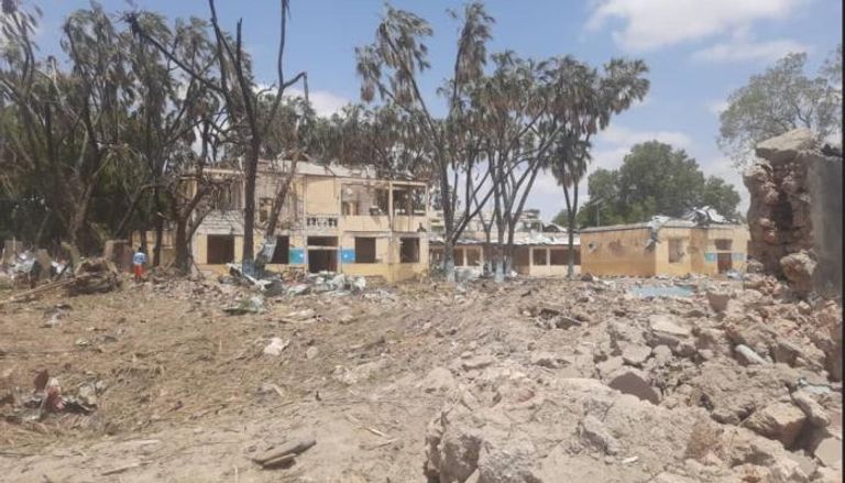 آثار ناجمة عن تفجير أول استهدف مدينة بلدوين وسط الصومال