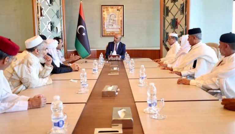 جانب من اجتماع أعيان المقارحة والرئاسي الليبي