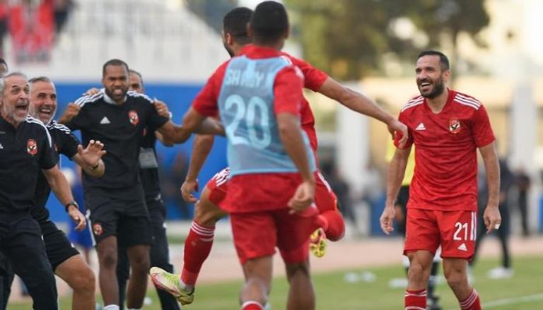 فرحة لاعبي الأهلي أمام الاتحاد المنستيري