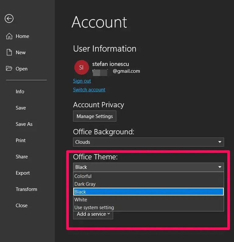 تفعيل وضعية الظلام ببرنامج مايكروسوفت وورد لحماية العين