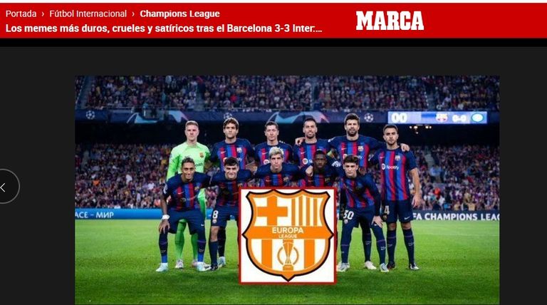 السخرية من تعادل برشلونة برشلونة وإنتر ميلان