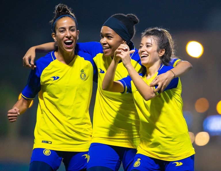 نجمات النصر في الدوري السعودي للسيدات من مباراة الهلال والشباب في الدوري السعودي للسيدات