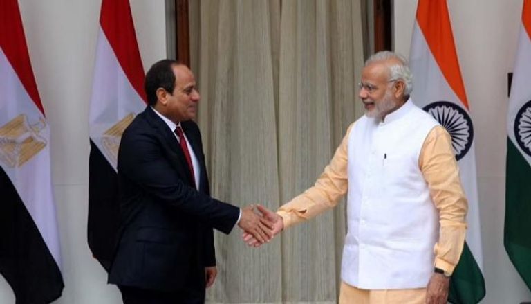 لقاء سابق لرئيس الوزراء الهندي  نارندرا مودي والرئيس المصري عبدالفتاح السيسي