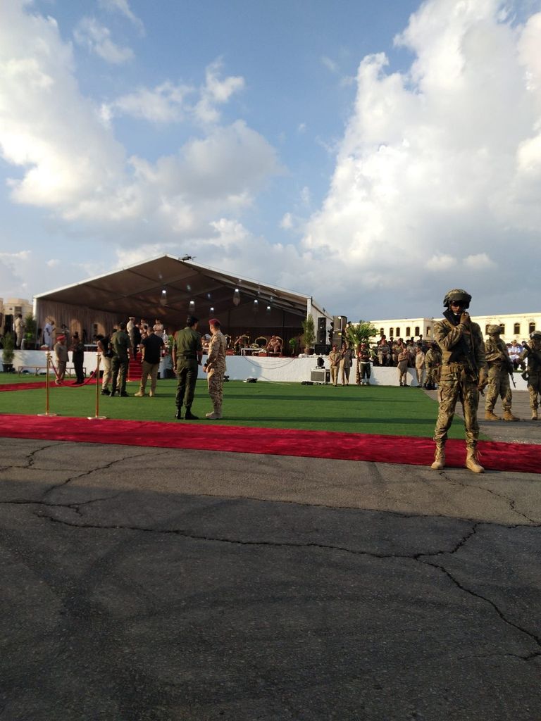 جانب من تأمين احتفال ذكرى 15 أكتوبر المشير حفتر مع قادة الجيش الليبي