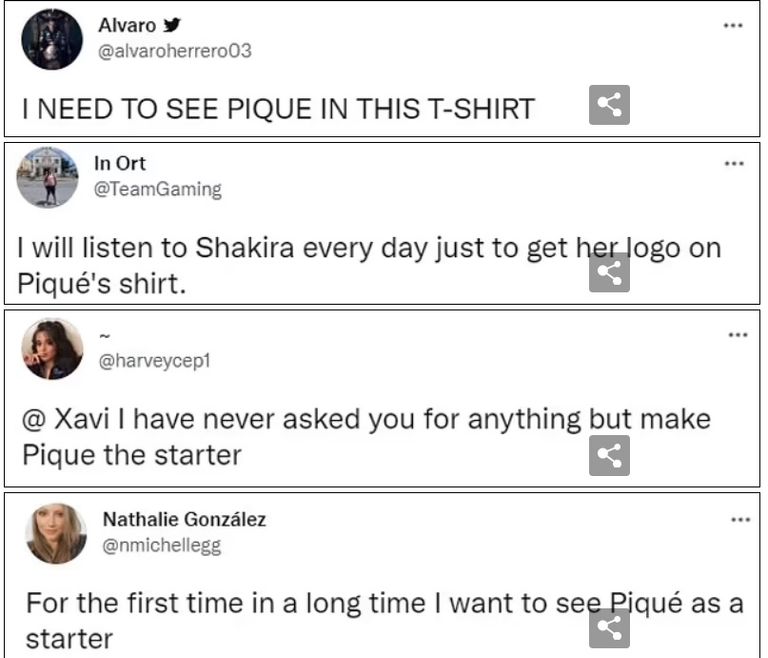 شاكيرا على قميص برشلونة جيراد بيكيه مع شاكيرا