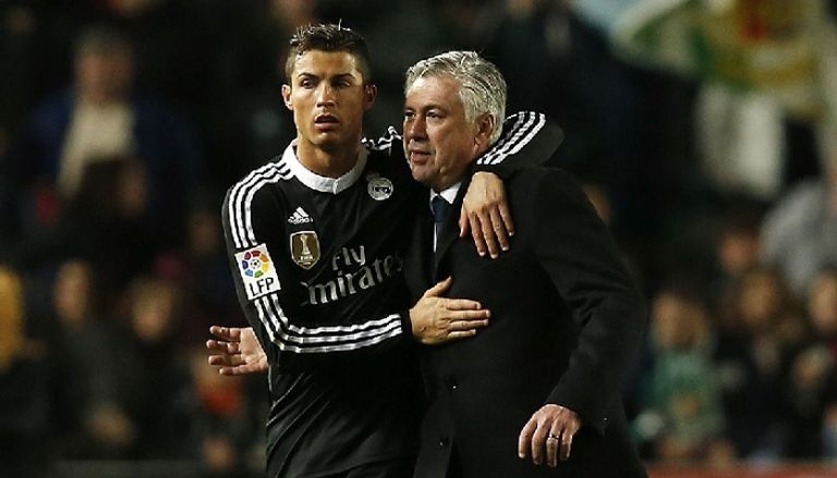 كارلو أنشيلوتي وكريستيانو رونالدو في ريال مدريد كريستيانو رونالدو نجم مانشستر يونايتد الحالي