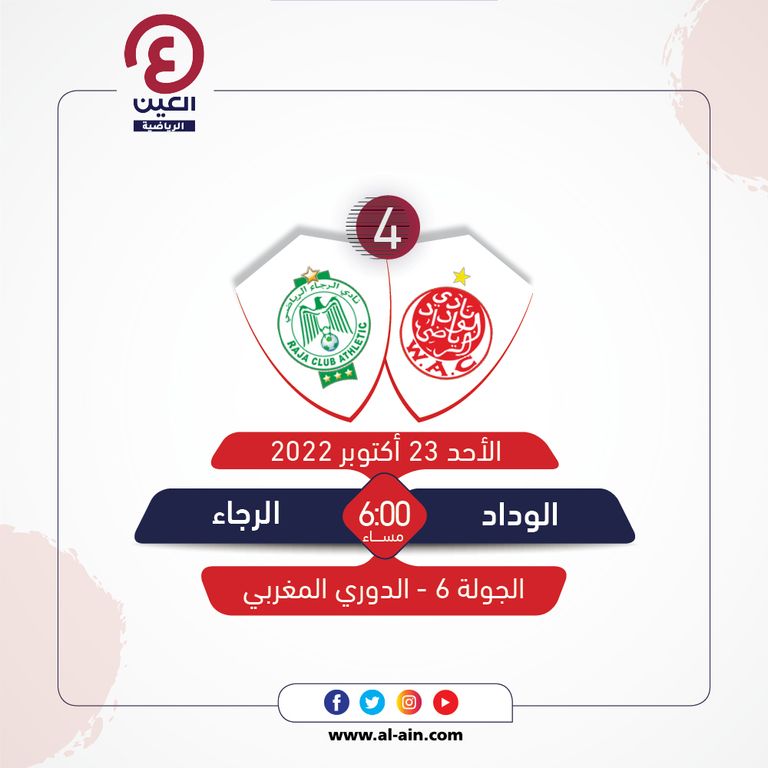 موعد مباراة الوداد والرجاء والقناة الناقلة والبث المباشر