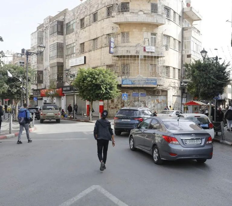 جانب من الإضراب في نابلس