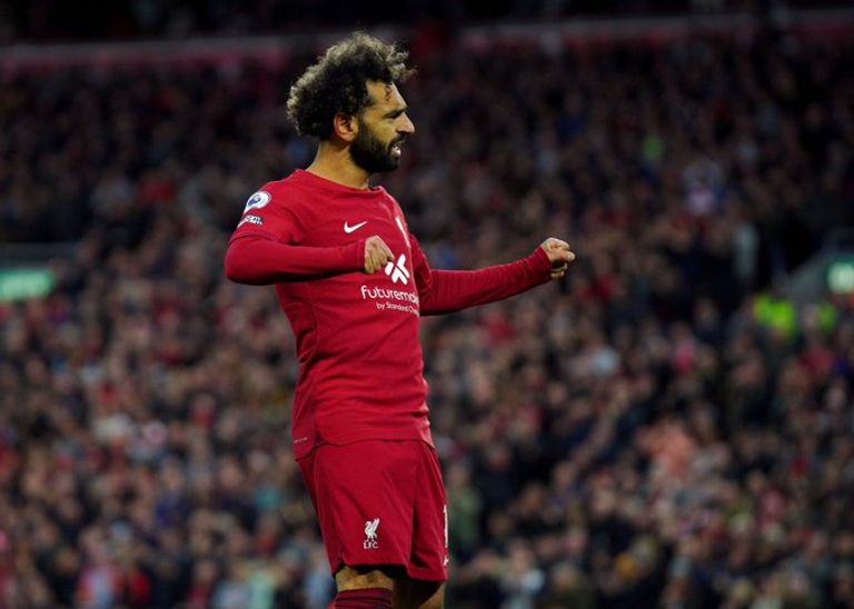 محمد صلاح محمد صلاح نجم ليفربول يحتفل بهدفه ضد ليدز