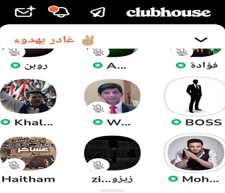 صورة من غرف كلوب هاوس الإخوانية تحشد للمظاهرات بمشاركة الهارب محمد علي أحد عناصر الإخوان يحمل شعار الجماعة- أرشيفية