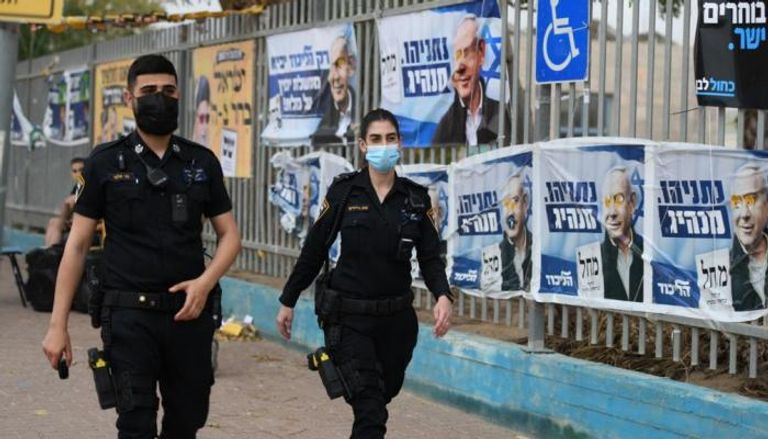 جانب من انتشار الشرطة قبيل ساعات من بدء الانتخابات في إسرائيل