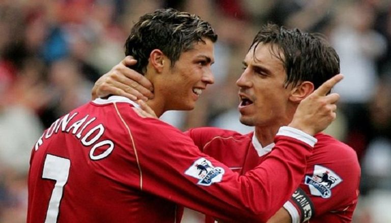 كريستيانو رونالدو وجاري نيفيل كريستيانو رونالدو نجم مانشستر يونايتد