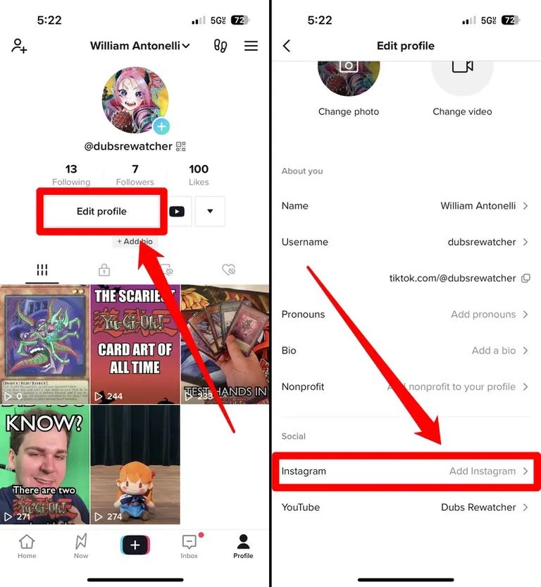 أنستقرام وتيك توك