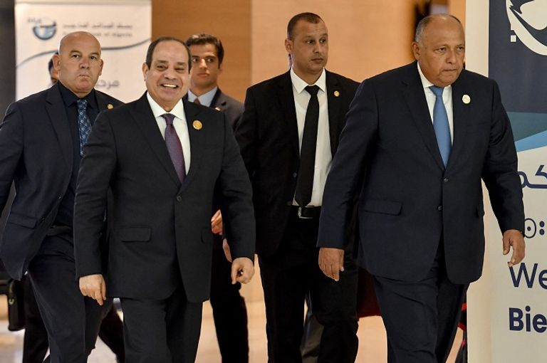 سامح شكري مع الرئيس المصري عبد الفتاح السيسي سامح شكري وزير الخارجية المصري