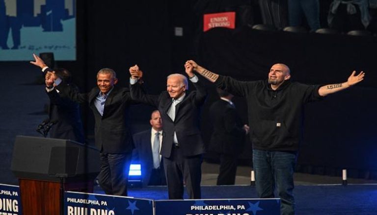 الرئيسان الأسبق أوباما والحالي بايدن في ولاية بنسلفانيا - أ.ف.ب الكونغرس الأمريكي