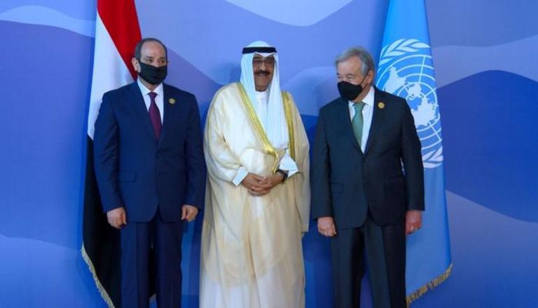 الأمين العام للأمم المتحدة والرئيس المصري وولي عهد الكويت