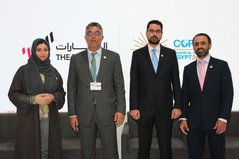 جانب من المؤتمر داخل جناح دولة الإمارات في COP27