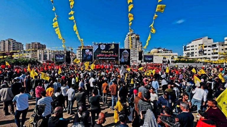 جانب من مراسم إحياء ذكرى رحيل ياسر عرفات في غزة