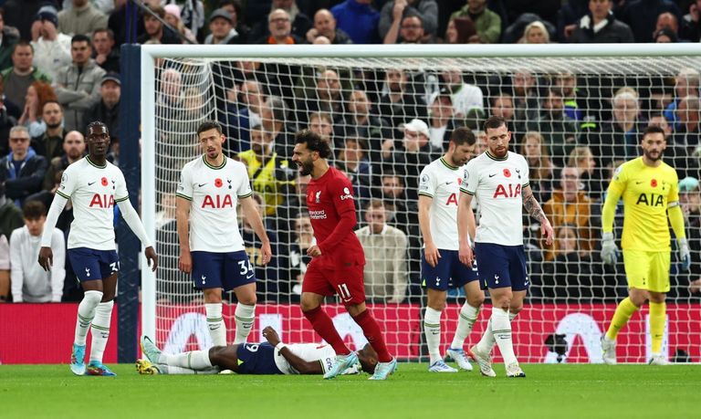 محمد صلاح يحتفل بهدفه ضد توتنهام