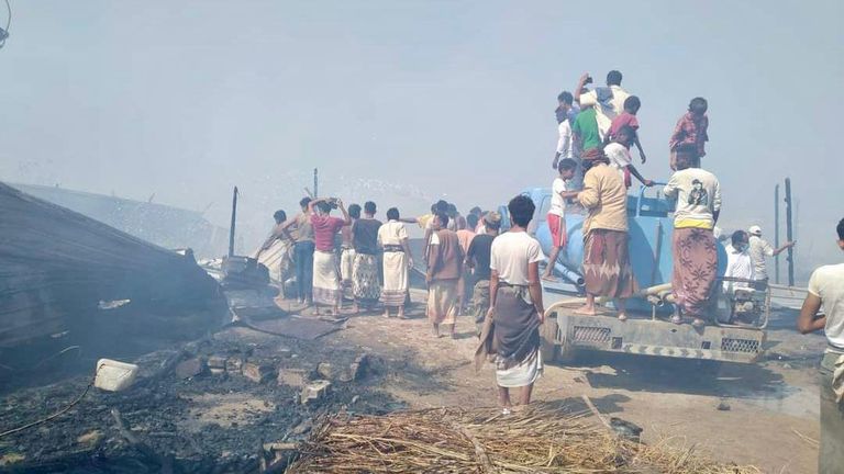 حريق مأساوي في اليمن