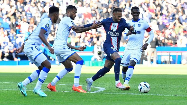 Neymar, the star of Paris Saint-Germain, against Auxerre
