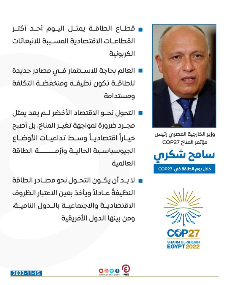 رئيس كوب 27 في يوم الطاقة