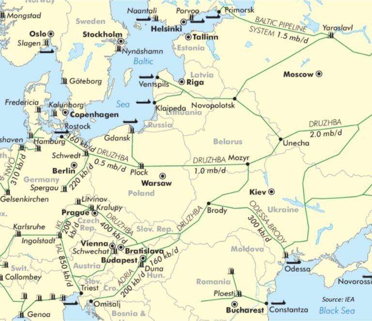 خريطة لمسار خط أنابيب النفط دروجبا - رويترز