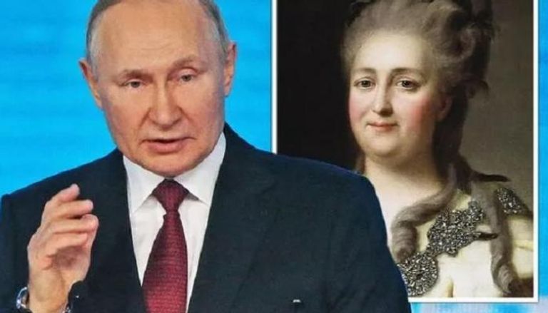 الرئيس الروسي فلاديمير بوتين والإمبراطورة كاثرين