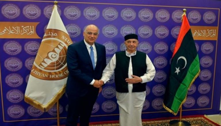 وزير الخارجية اليوناني مع رئيس مجلس النواب الليبي